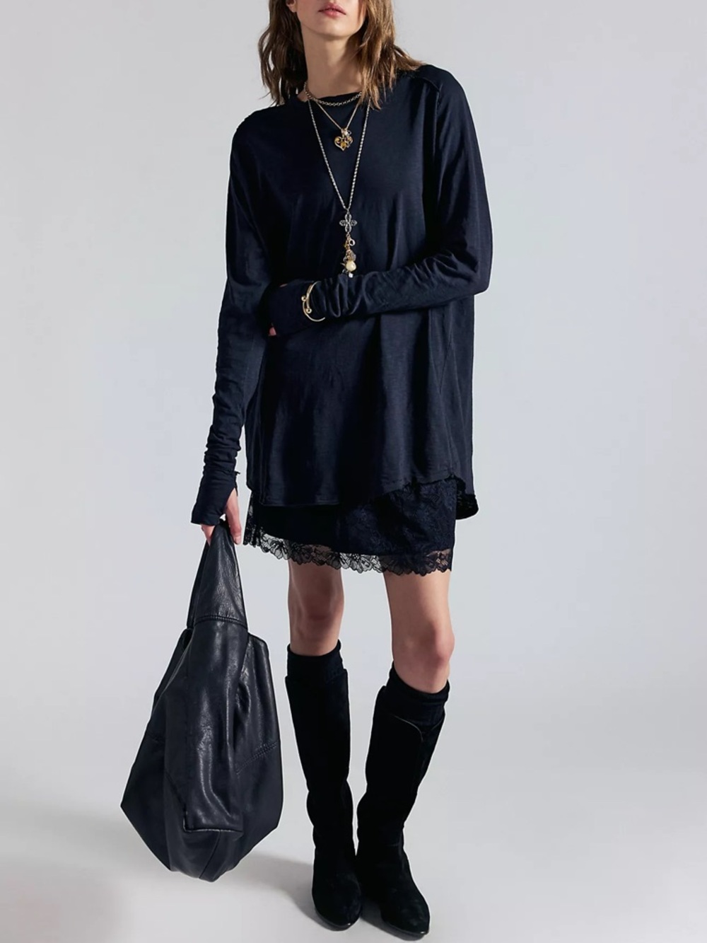 Free People We The Free Arden Striped Cotton Tee in Black - Picture 4 of 9